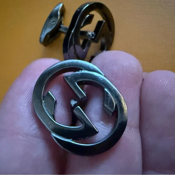 New upcycled Gucci gun metal Black Cufflinks